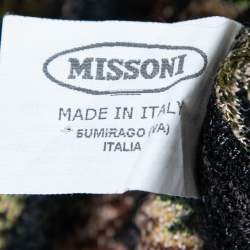 Pre Owned Missoni Multicolor Textured Knit Open Front Long Cardigan M