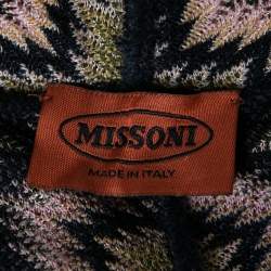 Pre Owned Missoni Multicolor Textured Knit Open Front Long Cardigan M