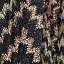 Pre Owned Missoni Multicolor Textured Knit Open Front Long Cardigan M