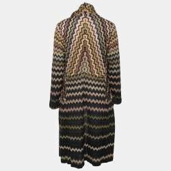 Pre Owned Missoni Multicolor Textured Knit Open Front Long Cardigan M