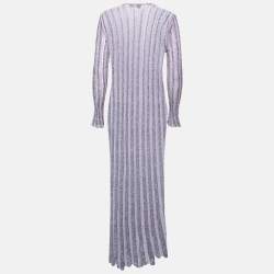 Pre Owned Missoni Metallic Purple Lurex Knit Open Front Belted Long Cardigan S