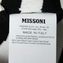 Pre Owned Missoni Monochrome Stripe and Floral Printed Knit Flared Dress S