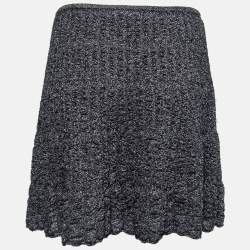 M Missoni Metallic Grey Lurex Knit Textured Flared Skirt S