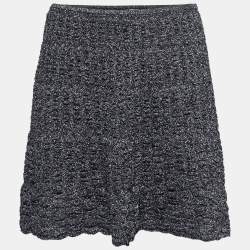 M Missoni Metallic Grey Lurex Knit Textured Flared Skirt S