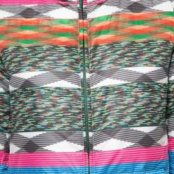 Pre Owned Missoni Multicolor Striped Quilted Down Hooded Coat S