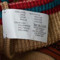 Pre Owned Missoni Mustard Striped Pattern Wool Knit V-Neck Top S