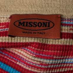 Pre Owned Missoni Mustard Striped Pattern Wool Knit V-Neck Top S