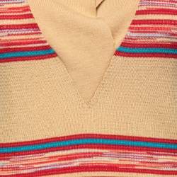 Pre Owned Missoni Mustard Striped Pattern Wool Knit V-Neck Top S