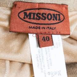 Pre Owned Missoni Beige & Yellow Striped Print Silk Knit Skirt S