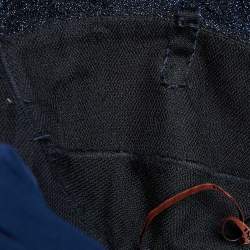 Pre Owned Missoni Navy Blue Lamé Knit High-Low Maxi Dress M