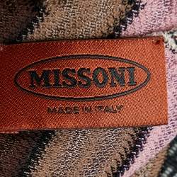 Pre Owned Missoni Pink & Brown Chevron Knit Halter Neck Maxi Dress S