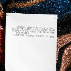 Pre Owned Missoni Multicolor Striped Knit V-Neck Long Sleeve Blouse M