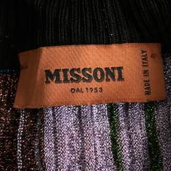 Pre Owned Missoni Multicolor Striped Knit V-Neck Long Sleeve Blouse M
