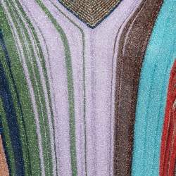 Pre Owned Missoni Multicolor Striped Knit V-Neck Long Sleeve Blouse M