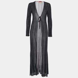 Pre Owned Missoni Multicolor Striped Lurex Knit Front-Tie Long Cardigan S
