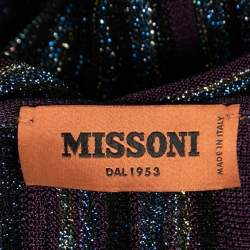 Pre Owned Missoni Multicolor Striped Lurex Knit Front-Tie Long Cardigan S