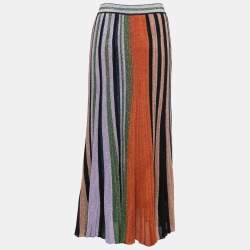 Pre Owned Missoni Multicolor Striped Lurex Knit Maxi Skirt M