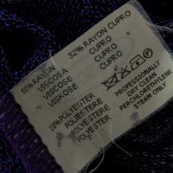 Pre Owned Missoni Purple Patterned Lurex Knit Button Front Long Cardigan S