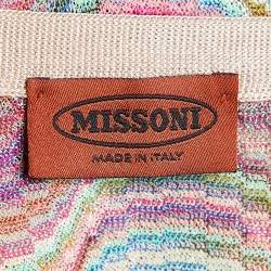 Pre Owned Missoni Beige Zig Zag Knit Button Front Cardigan L