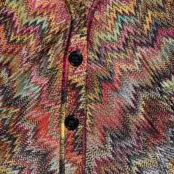 Pre Owned Missoni Multicolor Zig Zag Knit Button Front Cardigan L