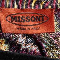 Pre Owned Missoni Multicolor Zig Zag Knit Button Front Cardigan L