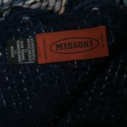 Pre Owned Missoni Blue Crochet Knit Fringed Poncho ( One Size )