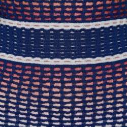 Pre Owned Missoni Blue Ombre Textured Knit Knee-Length Dress S