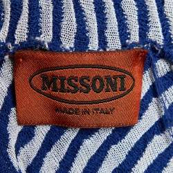 Pre Owned Missoni Blue Ombre Textured Knit Knee-Length Dress S