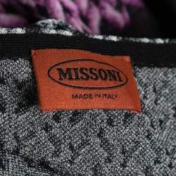 Pre Owned Missoni Black Multicolor Patterned Knit V-Neck Mini Dress L