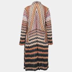 Pre Owned Missoni Multicolor Chevron Patterned Knit Open Front Cardigan M