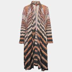 Pre Owned Missoni Multicolor Chevron Patterned Knit Open Front Cardigan M