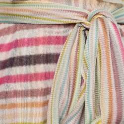 Pre Owned Missoni Multicolored Stripe Knit Tie Detail Short Dress M