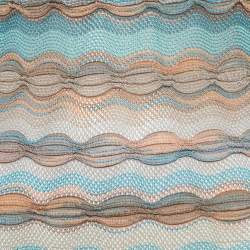 Pre Owned Missoni Blue Patterned Perforated-Knit Mini Dress S