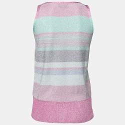 Pre Owned Missoni Multicolor Striped Lurex Knit Tank Top M