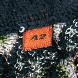 Pre Owned Missoni Grey Multicolor Patterned Crochet-Knit Fold Over Pants M