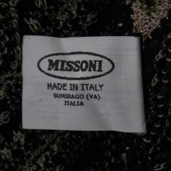 Pre Owned Missoni Grey Multicolor Patterned Crochet-Knit Fold Over Pants M