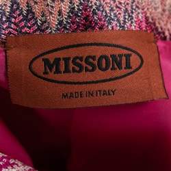 Missoni Pink Multicolor Chevron Patterned Knit Belted Coat M