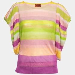 Pre Owned Missoni Multicolor Striped Knit Round Neck Top S