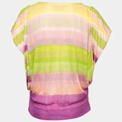Pre Owned Missoni Multicolor Striped Knit Round Neck Top S
