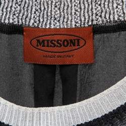 Pre Owned Missoni Black Silk Patterned Ribbed Collar Sleeveless Top S