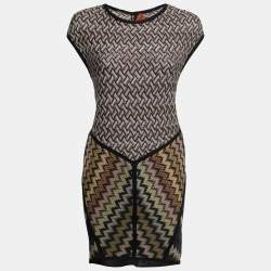 Pre Owned Missoni Multicolor Patterned Wool Knee-Length Dress S