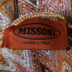 Pre Owned Missoni Multicolor Chevron Patterned Lurex Knit Waterfall Cardigan L