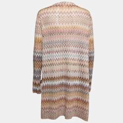 Pre Owned Missoni Multicolor Chevron Patterned Lurex Knit Waterfall Cardigan L