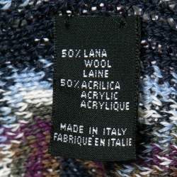 Pre Owned Missoni Multicolor Chevron Patterned Wool Poncho One Size