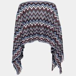 Pre Owned Missoni Multicolor Chevron Patterned Wool Poncho One Size