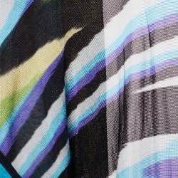 Pre Owned Missoni Black Striped Knit Open Front Long Cardigan M