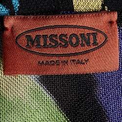 Pre Owned Missoni Black Striped Knit Open Front Long Cardigan M