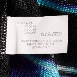 Pre Owned Missoni Black Striped Knit Open Front Long Cardigan M