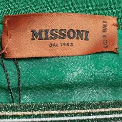 Pre Owned Missoni Green Floral Embroidered Tinsel High Low Skirt S