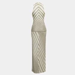 Pre Owned Missoni Cream & Gold Lurex Knit Top & Maxi Skirt Set S